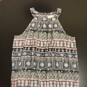 High Neck Multi Color Sleeveless Blouse